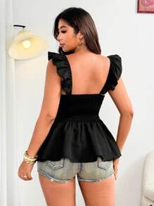 Sunnyshic Blusa sexy de encaje con hombros descubiertos y espalda descubierta con moño para salir, talla grande