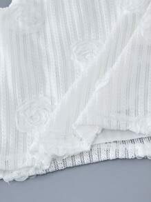 2pcs Tween Girls Textured Floral Top And Blue Denim Flared Pants Set - Multicolor - View 6