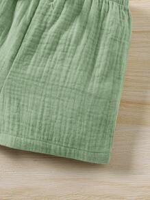 SHEIN Babygirl Loose Sleeveless Top And Drawstring Waist Shorts Set, Summer - Multicolor - View 7