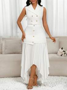SHEIN Lady Conjunto de dos piezas para mujer para uso diario - Blanco - Ver 1