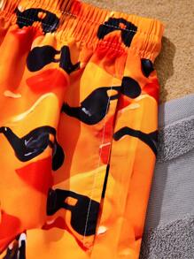 Manfinity Swimmode Men's Casual Yellow Duck Print Beach Shorts - Black - View 4