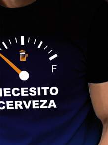 Manfinity Homme Men's Casual Gradient Letter Print Short Sleeve T-Shirt, Summer - Multicolor - View 5