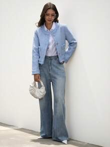 SHEIN Black Friday x Star Picks Aveloria Modichic Classic British Style High-Quality Tweed Fabric Casual Versatile Sophisticated Jacket  Fall Winter Cloth For Women