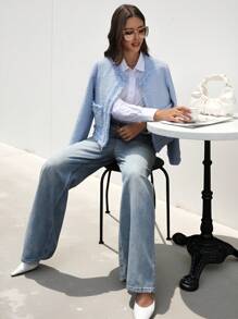 SHEIN Black Friday x Star Picks Aveloria Modichic Classic British Style High-Quality Tweed Fabric Casual Versatile Sophisticated Jacket  Fall Winter Cloth For Women