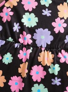 SHEIN Leap Crew Babygirl Summer Cute Floral Knit Romper - Multicolor - View 7