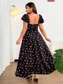 Flirla Plus Size Fashionable Summer Dress - Black - View 3