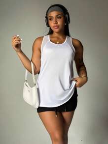 Rhythm Era Große Größen lässiges, einfaches Ausschnitt-Sport-Tank Top