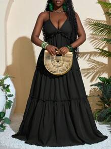 Slaydiva Layered Green Boho Dress - Black - View 4