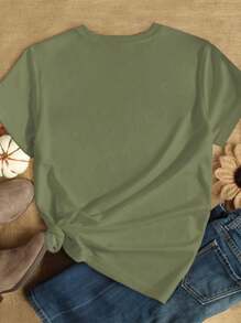 Cute Funny Chicken Family Art Print Casual Short Sleeve T-Shirt Graphic Tees Women Tops,Summer Going Out Tops - Multicolor - View 2