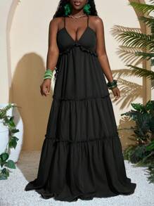 Slaydiva Layered Green Boho Dress - Black - View 5