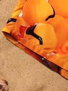 Manfinity Swimmode Men's Casual Yellow Duck Print Beach Shorts - Black - View 5