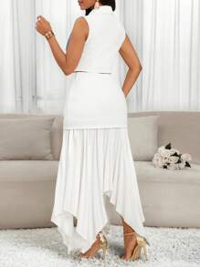 SHEIN Lady Conjunto de dos piezas para mujer para uso diario - Blanco - Ver 2