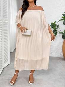 SHEIN Clasi Set da 2 pezzi con vestito monospalla tinta unita e soprabito, taglie grandi