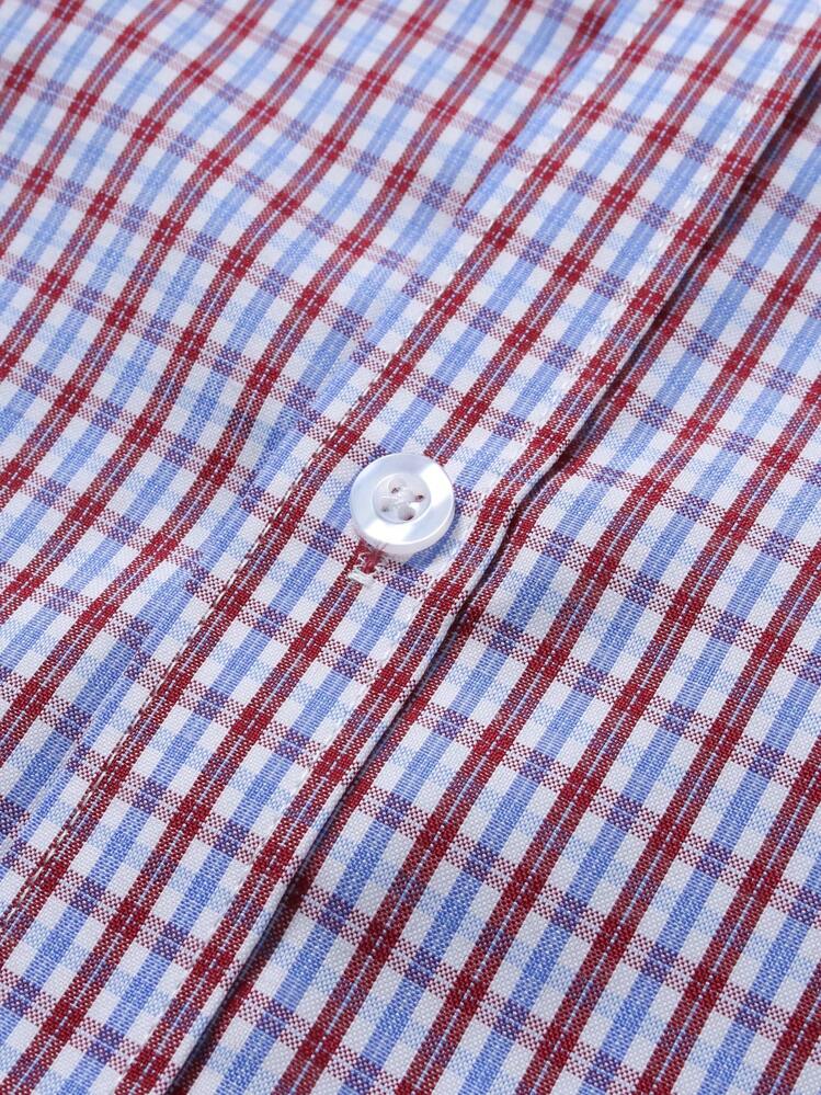 Manfinity Mode Men's Casual Commuter Plaid Long Sleeve Formal Shirt, Fall, Ceremony - Multicolor - View 4