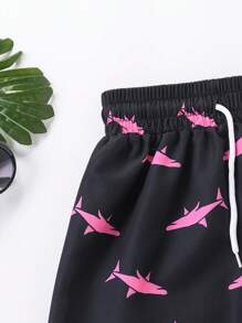 男童全身印花休闲系带沙滩短裤 - 彩色 - 查看 3