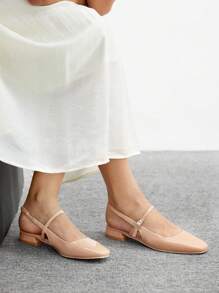 CUCCOO BIZCHIC 女士简约时尚杏色露跟穆勒鞋，适合春夏季 - 杏色 - 查看 5