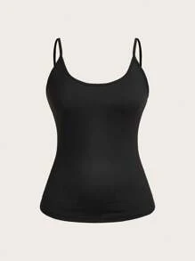 SHEIN EZwear 2pcs/Set Plus Size Women Leopard Solid Color Tight Fitted Casual Camisole, Suitable For Summer Women Summer Clothing Women Summer Sets,Business Casual Woman - Multicolor - View 8