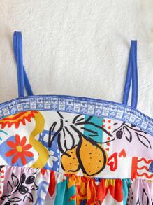 Travachic KIDS Vacation Matching Mother Daughter Dresses, Woven Ditsy Floral Sling Dress - White - View 6