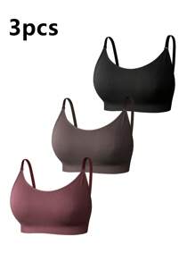 SHEIN 3 Pcs/Set Plus Size Seamless Wireless Bras Without Padding - Multicolor - View 4
