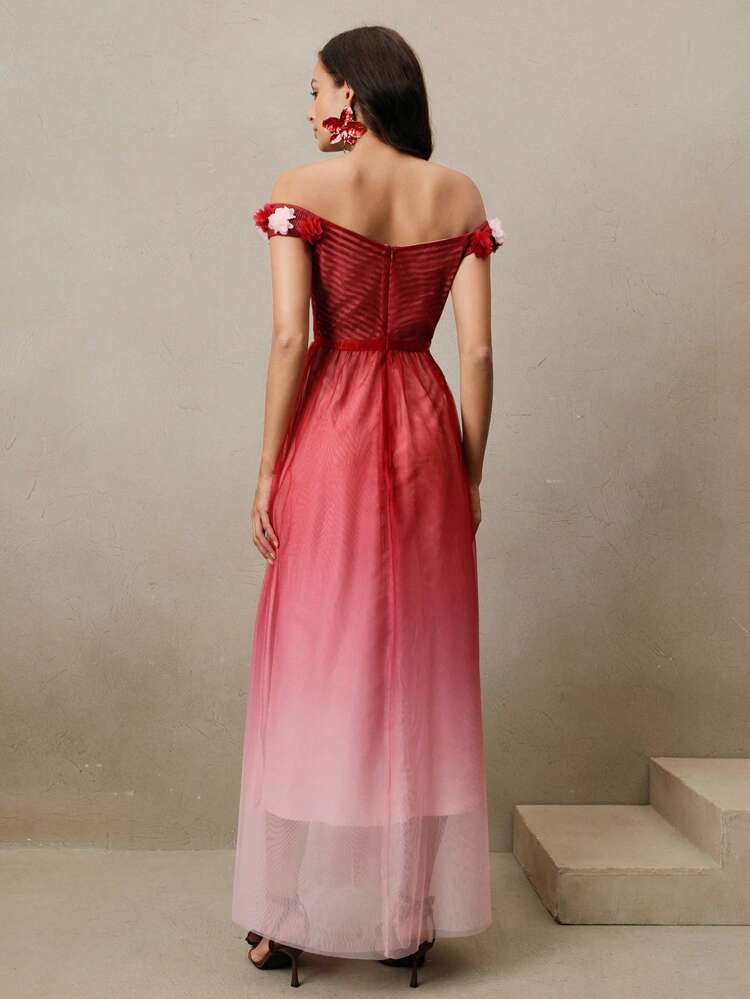 Abito da donna elegante con motivo a ombreggiatura in pizzo e rete, nuovo design 2025, vita arricciata, orlo lungo snellente, adatto per primavera, estate, occasioni eleganti, festival, vacanze