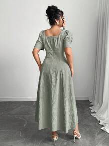 Modelyn PPlus Size Earl Decor Elegant Women's Dress - Green - View 2