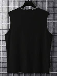 Manfinity Homme Casual Letter Graphic Print Sleeveless Tank Top, Suitable For Workout, Muscle Fit Button-Down Shirt For Men, Muscle Tee Top Men Muscle Shirts Gym Tank Top Men Men Sleeveless Full Tank Tops For Men - Black - View 2