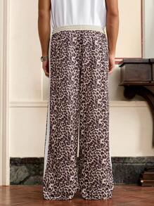 SWAVVY Pantalones casuales rectos de punto de corte holgado con parches para hombres, para moda y uso diario