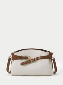 SHECARRY 女士可调节带扣单肩包 - 米色 - 查看 1