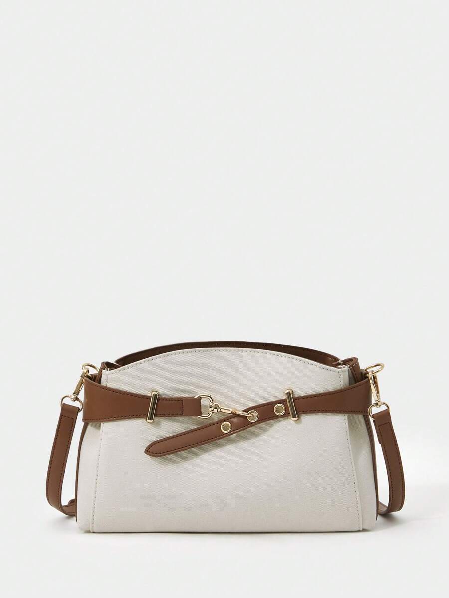 SHECARRY 女士可调节带扣单肩包 - 米色 - 查看 1