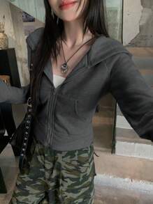 DAZY Neuer Herbst Kapuzen-Slim-Fit Damen Sweatshirt, Herbst Damen Kleidung Jacke mit Reißverschluss