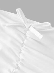 SHEIN Tween Girl Loose Casual Layered Ruffled Asymmetric Hem Midi Skirt - White - View 4