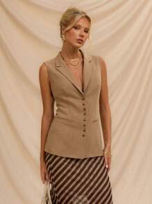 SHEIN Forever 21 Trang phục mùa hè cho nữ: Dạ hội/Trang trọng/Bãi biển/Kỳ nghỉ/Dễ thương/Phong cách phương Tây/Trang phục công sở thường ngày/Thanh lịch/Sinh nhật/Đi chơi/Câu lạc bộ/Trang phục công sở/Lễ hội/Rave/Trang phục công sở/Sang trọng/Hòa nhạc đồng quê/Bữa sáng muộn/Du ngoạn/Giao lưu/Sân bay/Khiêm tốn/Nhà thờ/Fairycore//Tiệc trà/Y2K/Thời trang đường phố/Những năm 2000/Nhảy disco/Nghỉ xuân/Tốt nghiệp/Khách dự tiệc cưới/Cocktail/Cổ điển/Bodycon/Resort/Bó sát/Áo khoác vest nữ - Màu Khaki - Xem 5