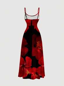 SHEIN MOD Casual Minimalist Waist Pleat Ruffle Hem Slip Dress, Floral Print, Suitable For Summer, Vacation,Summerbreak ,Brunch-Ready Summer Dresses For Women Suitable For Going Out Chic Dress - Multicolor - View 2