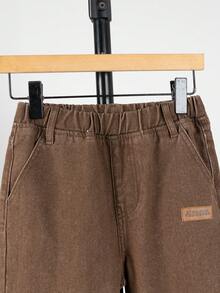 青少年男孩牛仔两件套服装 - 棕色 - 查看 6