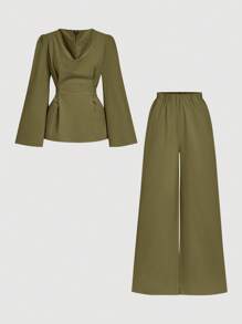Firerie 女士日常两件套服装 - 軍綠色 - 查看 8