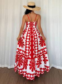 Chiquease Vestito elegante a scollatura profonda a V con stampa floreale per donna