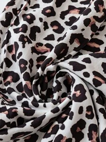 SHEIN LUNE 女式宽松豹纹阔腿休闲裤，春夏 - 黑與白 - 查看 3