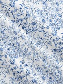 SHEIN MOD 大码青花瓷印花休闲宽松连衣裙，适合夏季度假