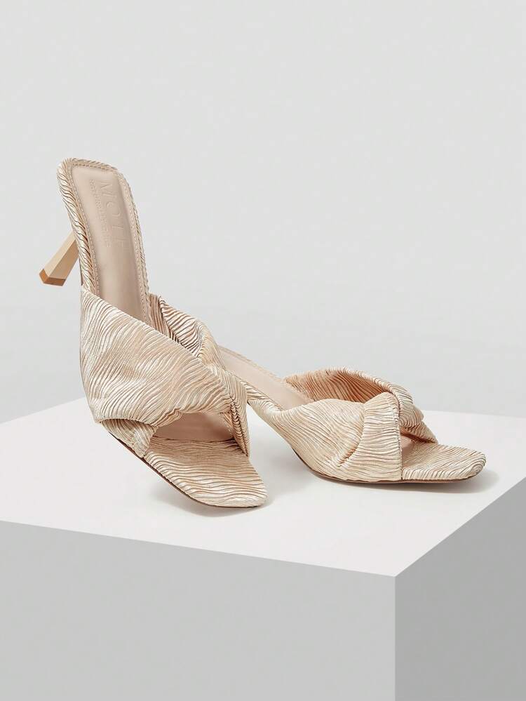 SQUARE TOE STILETTO HEEL MULE SANDALS