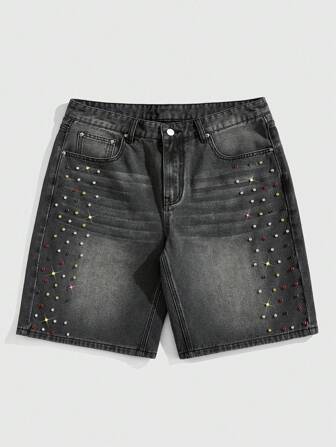 Street Life Herren bunte Diamant Loose Denim Shorts Jorts