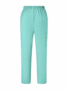 TaskEZ 1 Set Short Sleeve V-Neck Solid Color Top And Pants Uniform Scrub Set