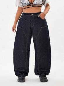 Jeanoix Jeans rectos de talla grande, de corte holgado y casual, para primavera/verano