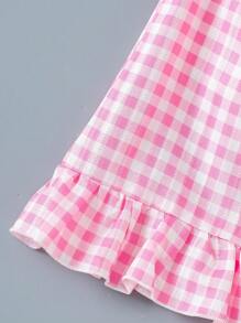 SHEIN Playful Pals 3 件套女童夏季连衣裙套装，包括纯色和条纹吊带裙，带蝴蝶结装饰，适合日常休闲穿着 - 彩色 - 查看 7