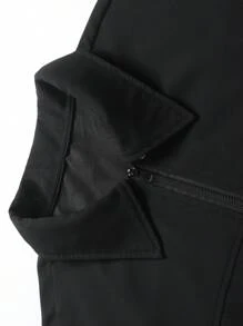 Manfinity Homme Men's Solid Color Zip-Up Casual Outdoor Windbreaker Jacket, Men's Black Jacket, Men's Teachwear Jacket