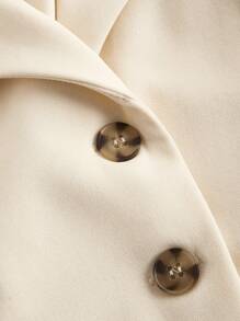 SHEIN MOD 复古杏色连体裤，配西装领和腰带，优雅连体裤，外出连体裤，西部连体裤，度假装 - 杏色 - 查看 3