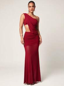Silquee Robe d'été élégante et sexy, débardeur asymétrique rouge + jupe plissée forme A pour l'été. Ensemble deux pièces transparent pour les vacances au bord de