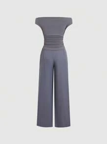 Sweetra Women Two Pieces Outfits For Daily Wear - Light Wash - View 2