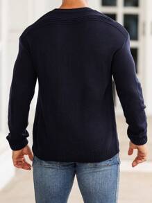 Manfinity Homme Jersey de cuello redondo casual con estampado de estrella de cinco puntas para hombre, para otoño/invierno - Negro - Ver 2
