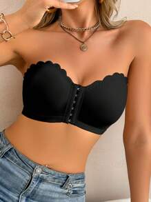 2pcs Women's Multicolor Bras, Front Closure Ruffled Push-Up Removable Padded Underwear - Multicolor - View 6