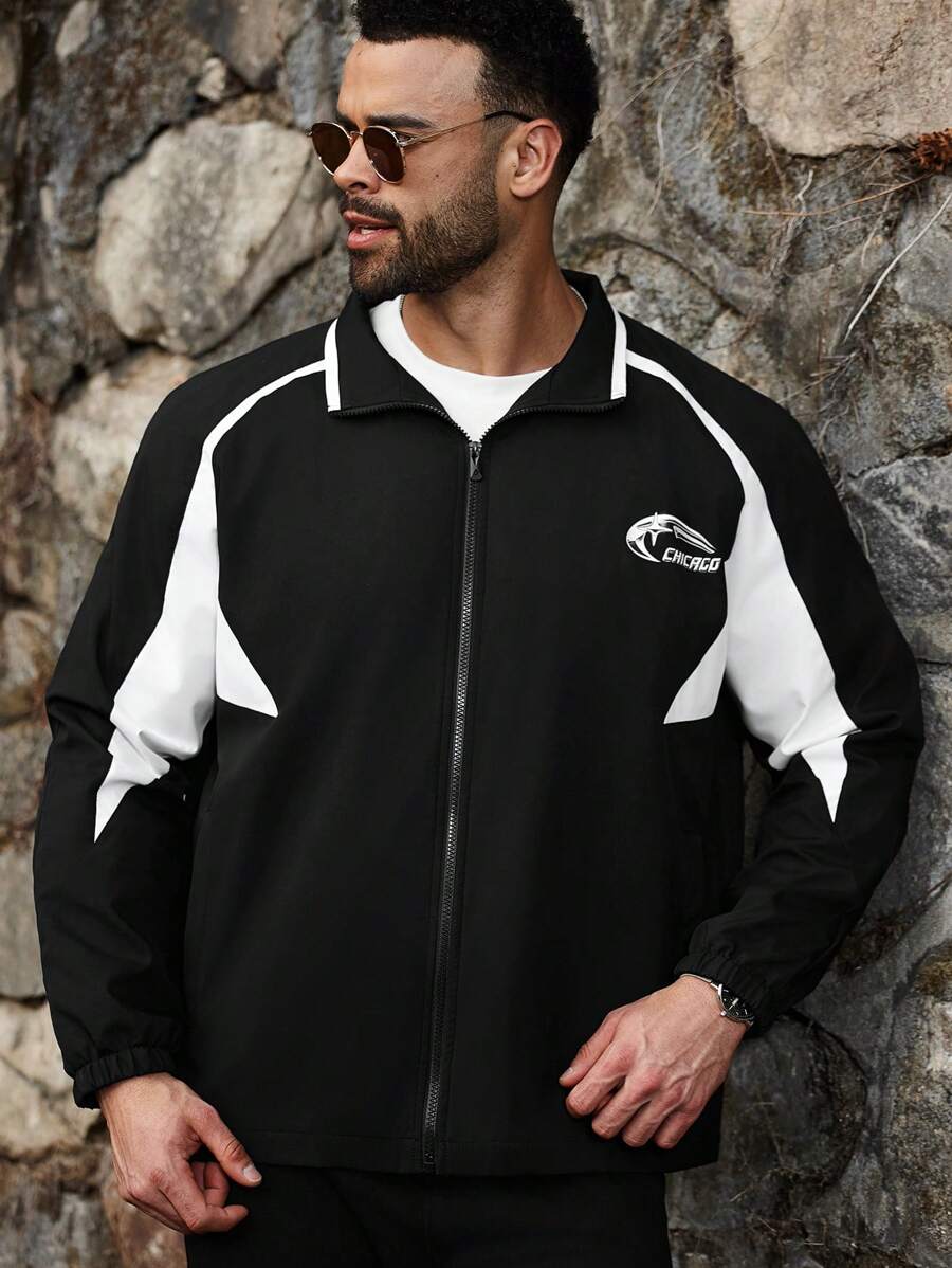 Manfinity Homme 大码男士夹克和外套，适合夏季的时尚 - 黑色 - 查看 1